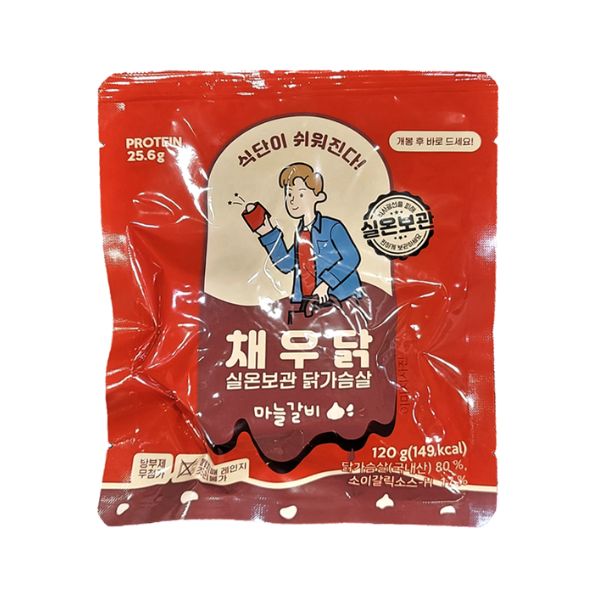 Chaewoodak Ready-to-eat Room-temperature Chicken Breast – Garlic Galbi Flavor 100g