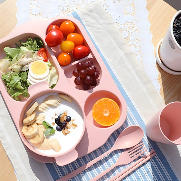 CocoJuly Pastel Diet Tray Set (Yogurt Bowl, Cup, Spoon Set) – Pink