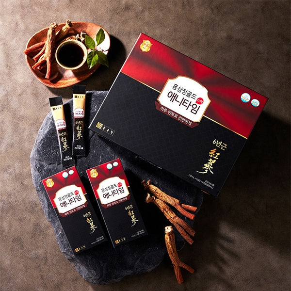 Chong Kun Dang Red Ginseng Anytime Gold Sticks - Red/Black (10ml × 30 Sticks)