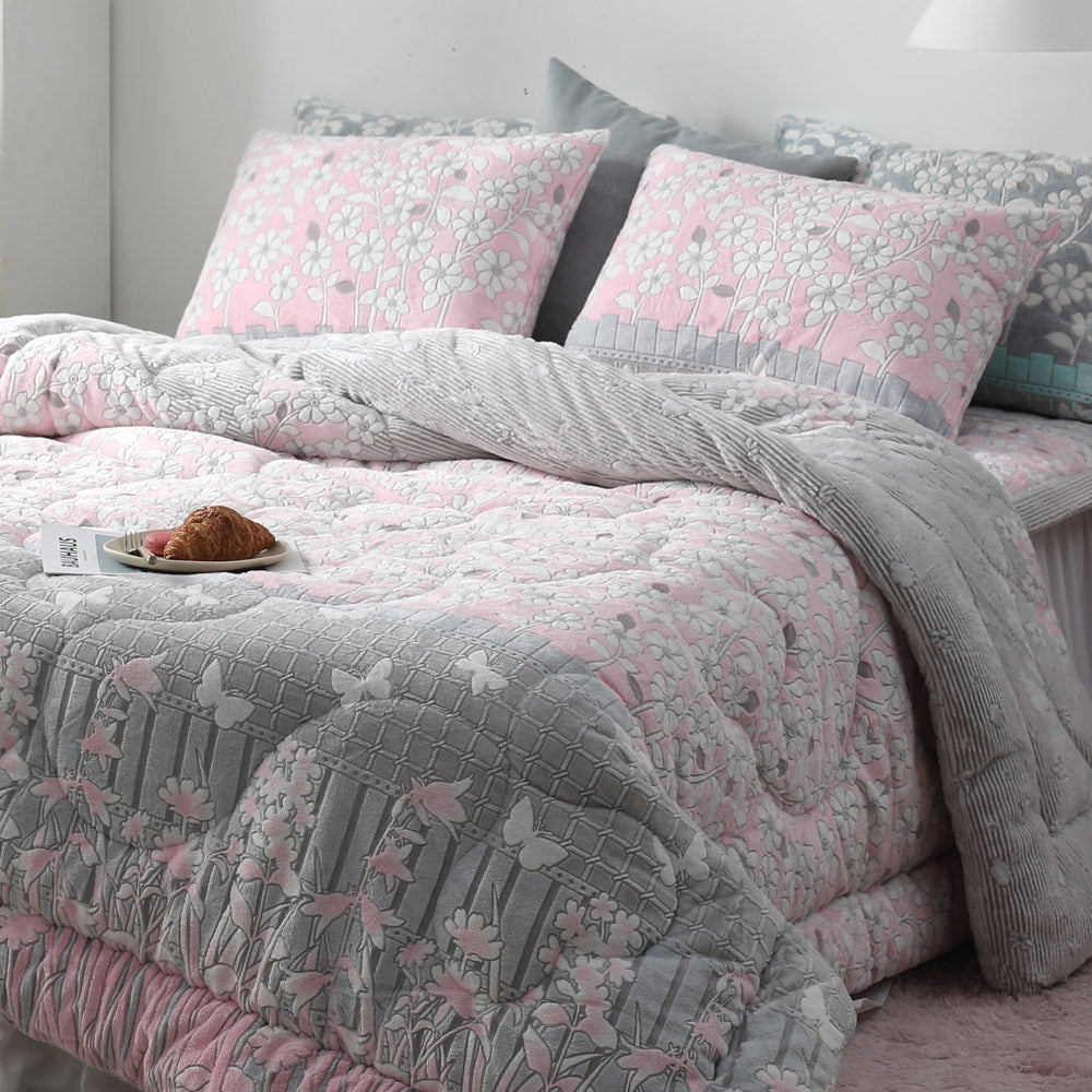 Dandelion Mink Microfiber Bedding Set – Pink Q