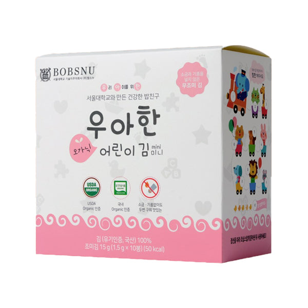 BabsNU SNU Elegant Organic No-Seasoning Kids Seaweed – Pinky (1.5g × 10 packs)