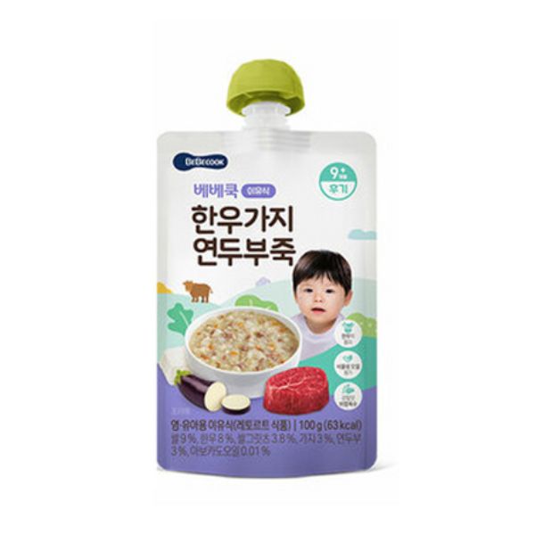 Bebecook Shelf-Stable Baby Food Stage 3 - Hanwoo Eggplant Tofu Porridge (Pouch) 100g