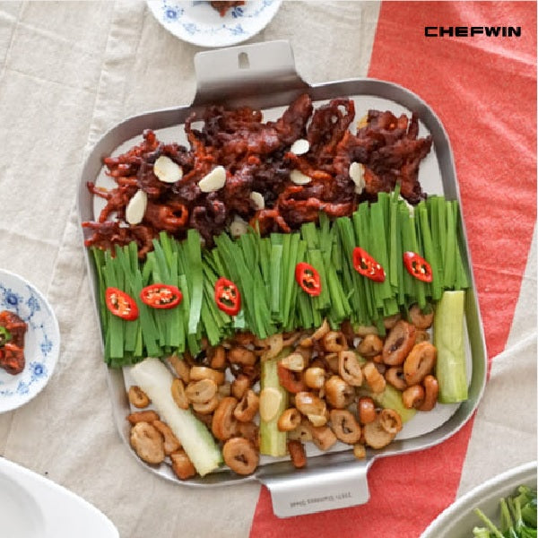 Chefwin 316Ti Titanium Stainless Steel - Rectangular Frying Pan