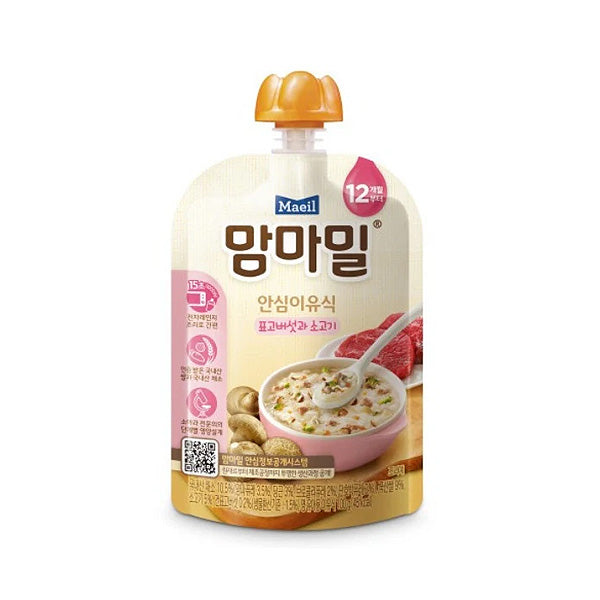 Maeil Mamma Meal Safe Baby Food 12mo Shiitake Mushroom & Beef 100g