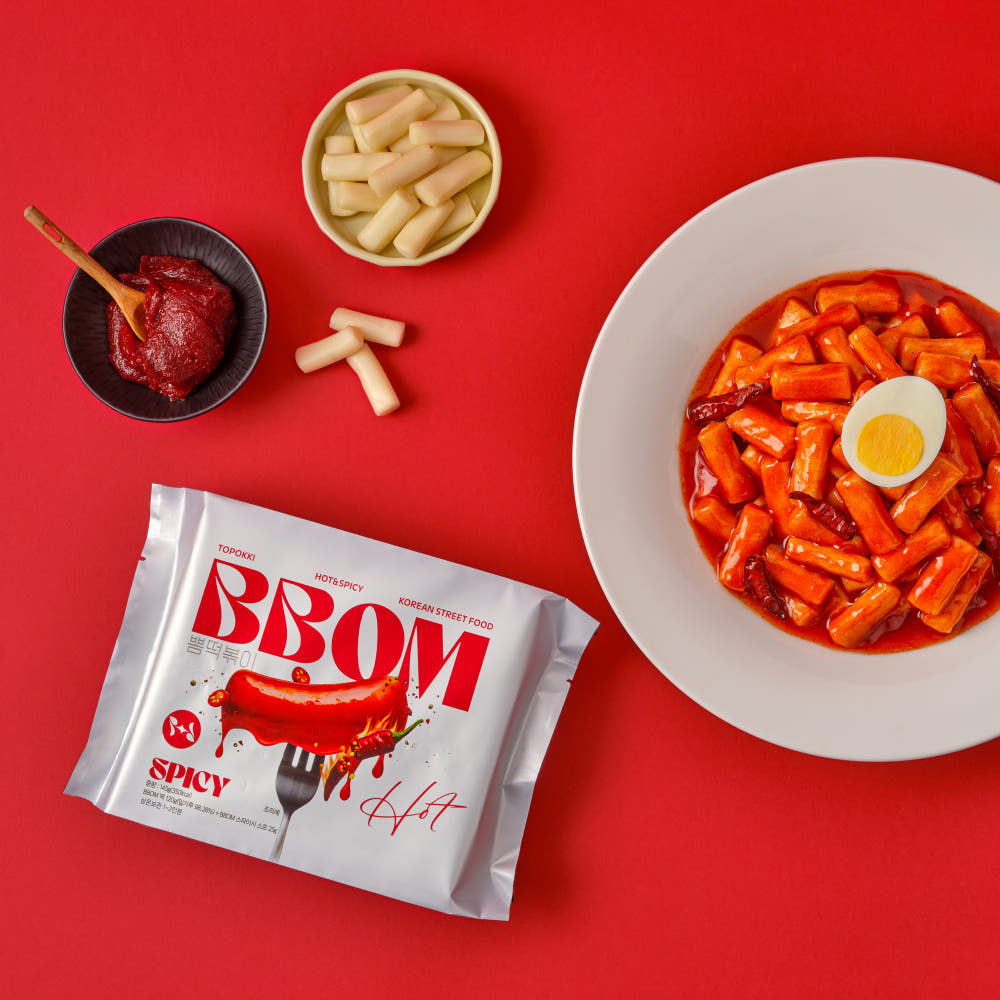 BBOM Tteokbokki Wheat Tteokbokki, Spicy 145g Pouch