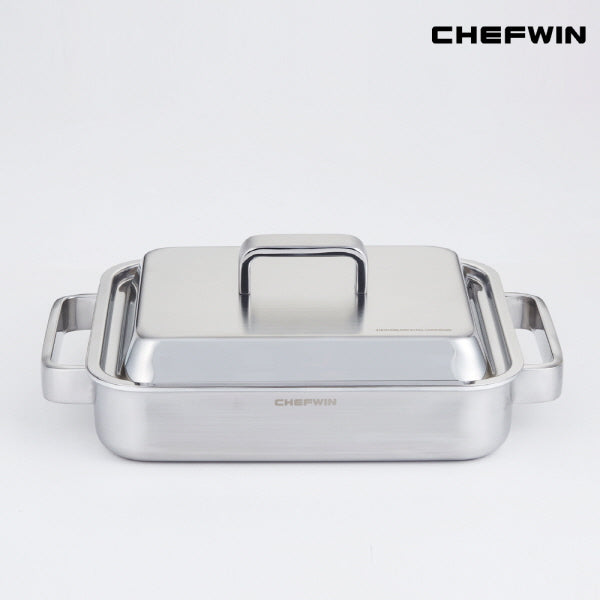 Chef Win 316Ti Titanium Stainless Square Griddle Pan Set
