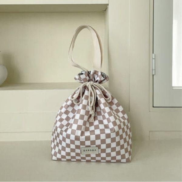 Dasoda Checkerboard Lunch Bag - Brown