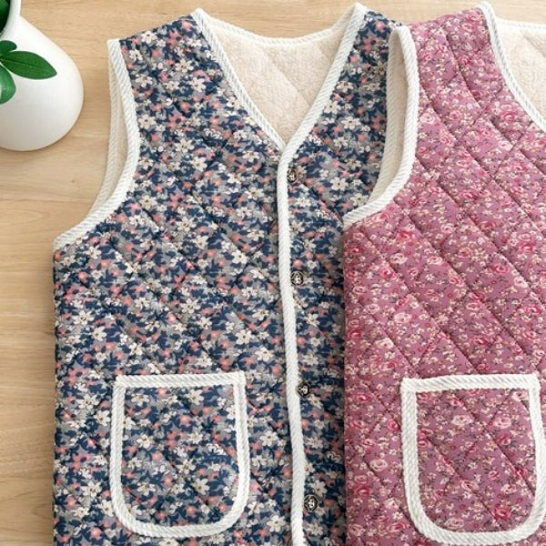 Heovely Women's Village Style Grandma Quilted Kimjang Vest - Daisy Free