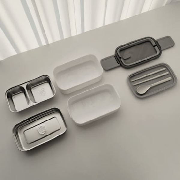 [CocoJuly] 2-Tier Lunchbox Tableware Set – Modern White