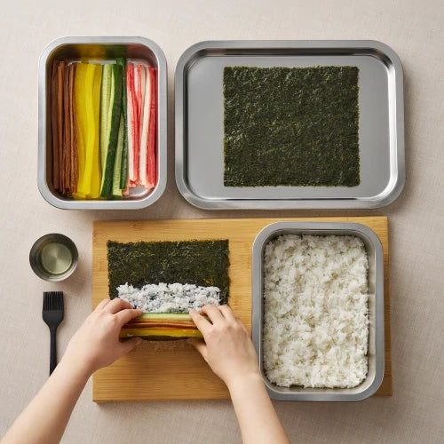 [STENNY] Abrasive-Free 3-in-1 Stainless Steel Tray Set – 12 Pieces
