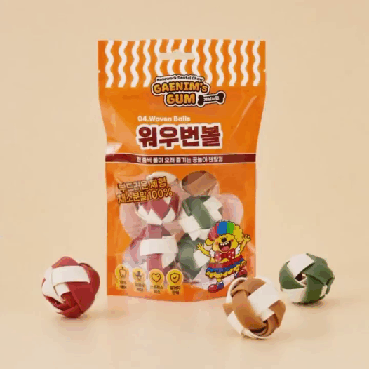 [Gaenim's Gum] Wou Wou Bun Ball Dental Chews for Dogs (20g × 6 Pieces)