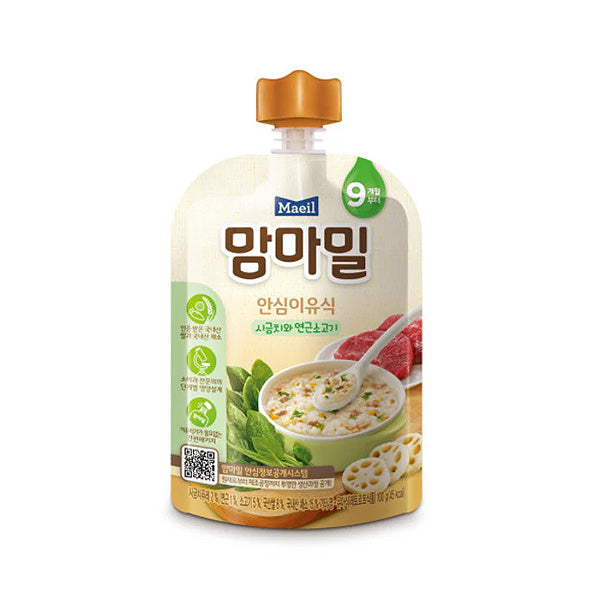 [Maeil] Mamamil Baby Food Spinach, Lotus Root & Beef (100g)