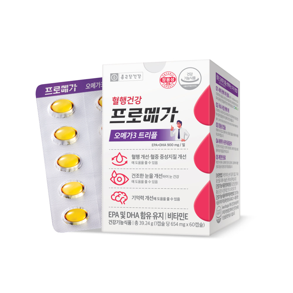 [Jongkundang] Omega-3 Triple Enteric-Coated (654mg × 60 capsules)