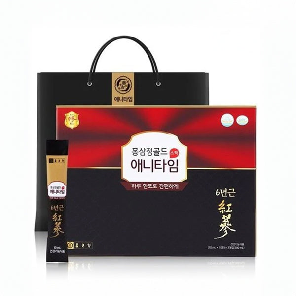 [ChongKunDang] Red Ginseng Extract Anytime Gold Stick 1 Box (10ml x 30 sticks) - (Red/Black)