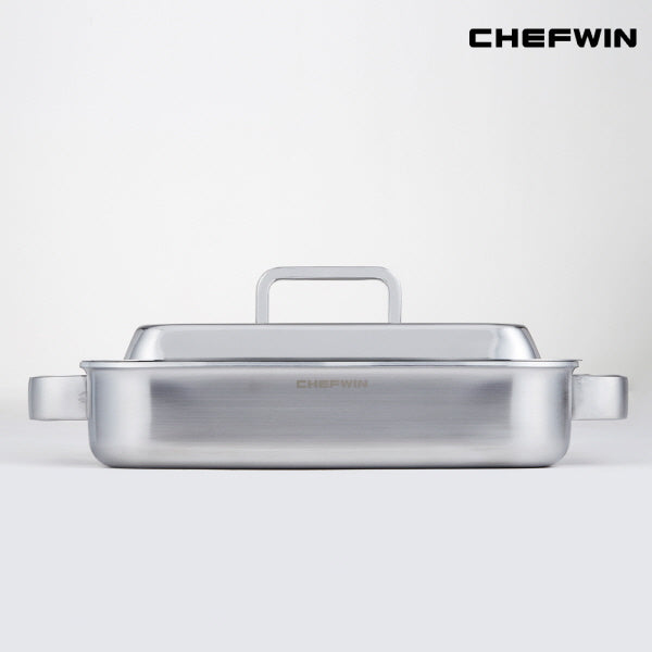 [Chef Win] 316Ti Titanium Stainless Square Griddle Pan Set