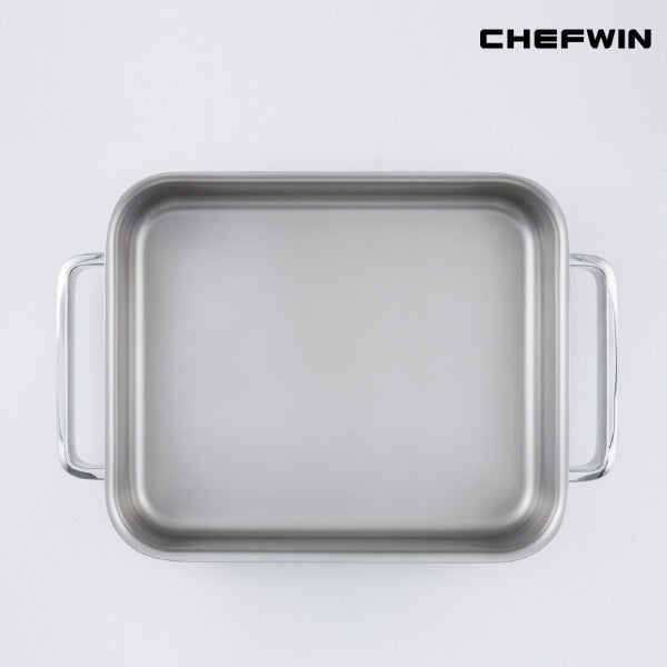 [Chef Win] 316Ti Titanium Stainless Square Griddle Pan Set