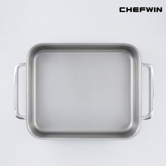 [Chef Win] 316Ti Titanium Stainless Square Griddle Pan Set