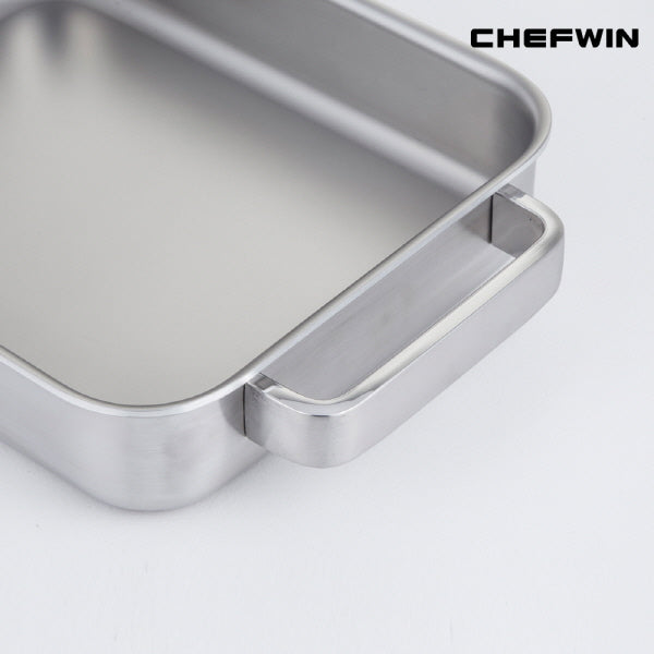 [Chef Win] 316Ti Titanium Stainless Square Griddle Pan Set