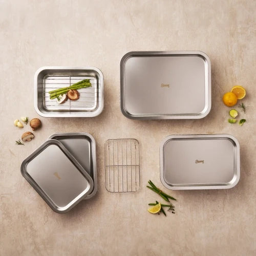 [STENNY] Abrasive-Free 3-in-1 Stainless Steel Tray Set – 9-Piece A