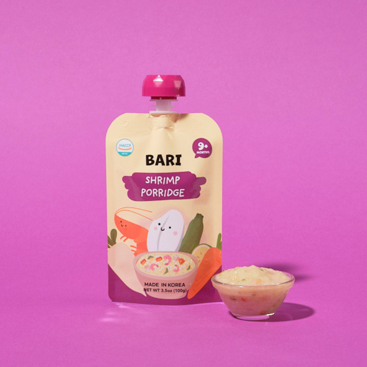 [BARI] Korean Product 5g Shelf-Stable Baby Food, Later Stage - Shrimp Porridge 100g