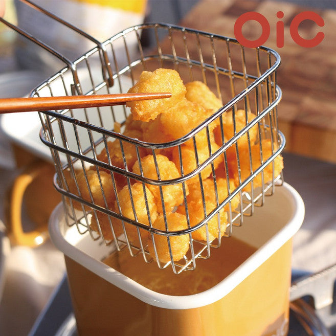 [OIC] Ramyun Pot Enamel Canister 1.5L + Dedicated Frying Basket – Amber Yellow