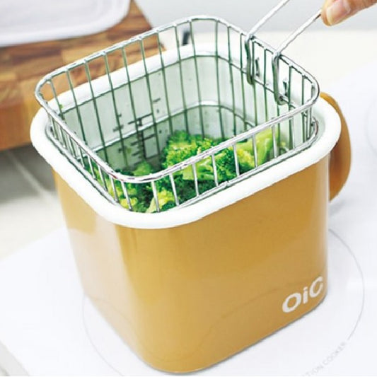 [OIC] Ramyun Pot Enamel Canister 1.5L + Dedicated Frying Basket – Amber Yellow