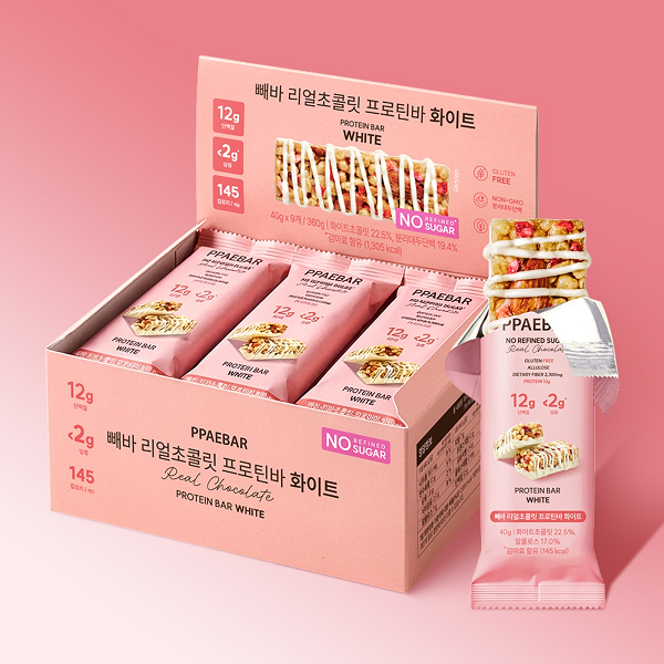[Peba] Low-Sugar Real Chocolate Protein Bar White Chocolate 360g (40g × 9Units)