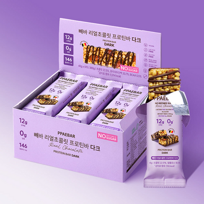 [Peba] Low-Sugar Real Chocolate Protein Bar Dark Chocolate 360g (40g × 9Units)