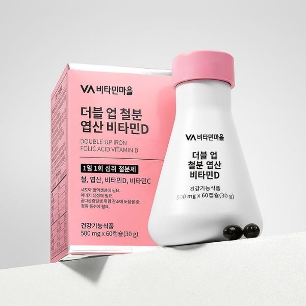 [Vitamin Village] Double Up Iron, Folic Acid & Vitamin D (500mg × 60 Soft Capsules)