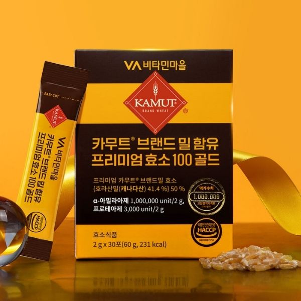 [Vitamin Village] Premium Enzyme 100 Gold with KAMUT® Brand Wheat – Injeolmi Flavor (2g × 30 Sachets)