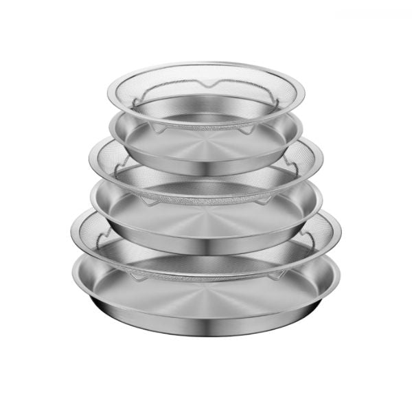 Cookever Stainless Steel 304 Mesh Tray 6-Piece Set - Small, Medium & Large