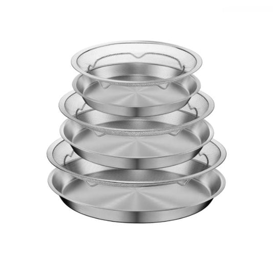 Cookever Stainless Steel 304 Mesh Tray 6-Piece Set - Small, Medium & Large