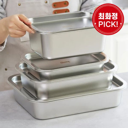 [STENNY] Abrasive-Free 3-in-1 Stainless Steel Tray Set – 9-Piece A
