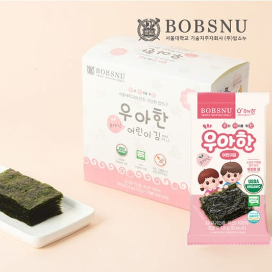[BabsNU] SNU Elegant Organic No-Seasoning Kids Seaweed – Pinky (1.5g × 10 packs)