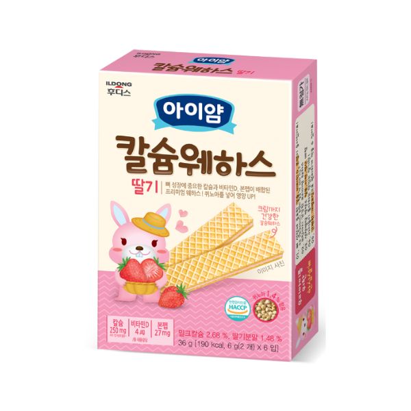 [Ildong Foodis] Aiyam Calcium Wafer Strawberry 36g